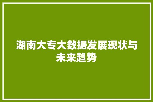 湖南大专大数据发展现状与未来趋势 湖南大专大数据发展现状与未来趋势