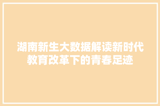 湖南新生大数据解读新时代教育改革下的青春足迹