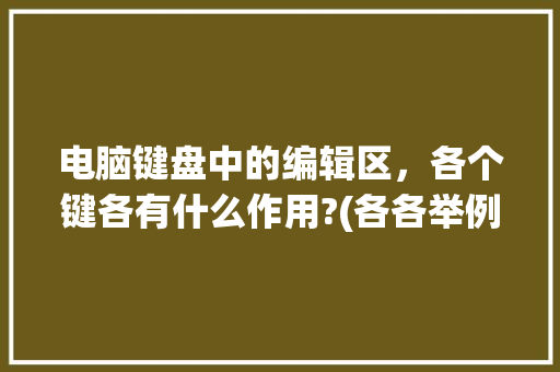 电脑键盘中的编辑区，各个键各有什么作用?(各各举例说明)「电脑编辑基础知识大全」