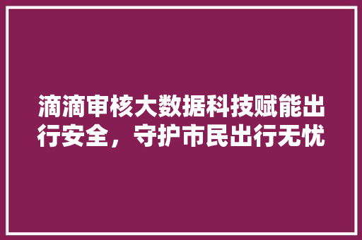 滴滴审核大数据科技赋能出行安全，守护市民出行无忧