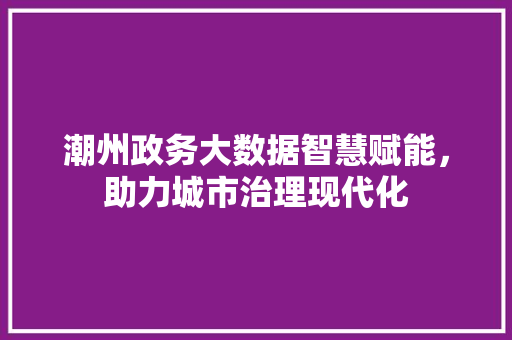 潮州政务大数据智慧赋能,助力城市治理现代化 电脑故障维修 潮州政务大数据智慧赋能,助力城市治理现代化 电脑故障维修