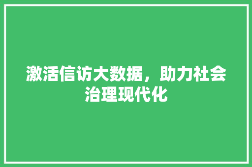 激活信访大数据,助力社会治理现代化 激活信访大数据,助力社会治理现代化