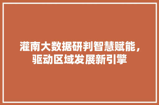 灌南大数据研判智慧赋能，驱动区域发展新引擎