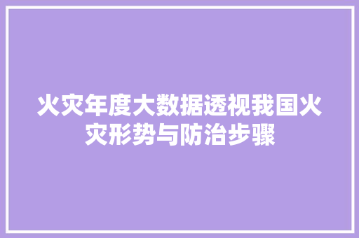 火灾年度大数据透视我国火灾形势与防治步骤