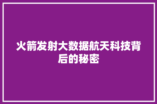 火箭发射大数据航天科技背后的秘密