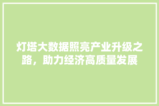 灯塔大数据照亮产业升级之路，助力经济高质量发展