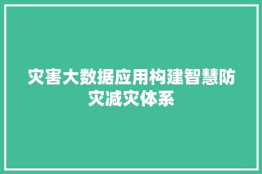 灾害大数据应用构建智慧防灾减灾体系