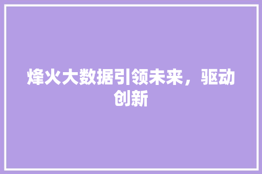 烽火大数据引领未来，驱动创新