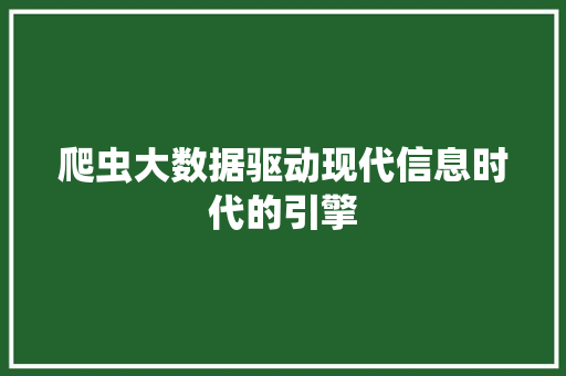 爬虫大数据驱动现代信息时代的引擎