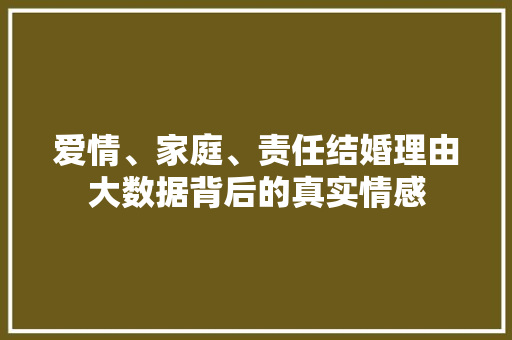 爱情、家庭、责任结婚理由大数据背后的真实情感 爱情、家庭、责任结婚理由大数据背后的真实情感
