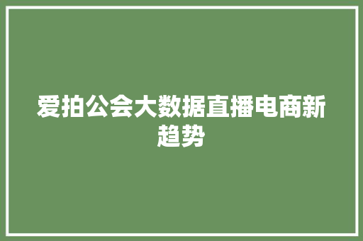 爱拍公会大数据直播电商新趋势 爱拍公会大数据直播电商新趋势
