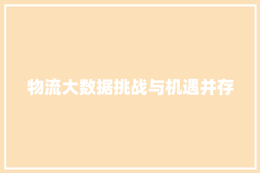 物流大数据挑战与机遇并存