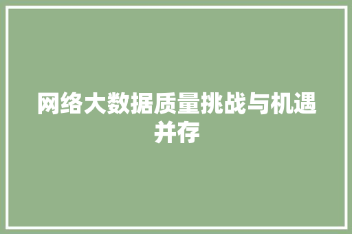 网络大数据质量挑战与机遇并存