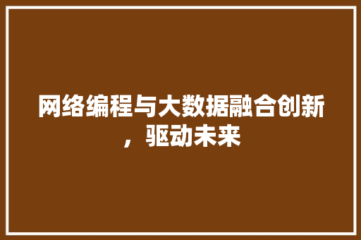 网络编程与大数据融合创新，驱动未来