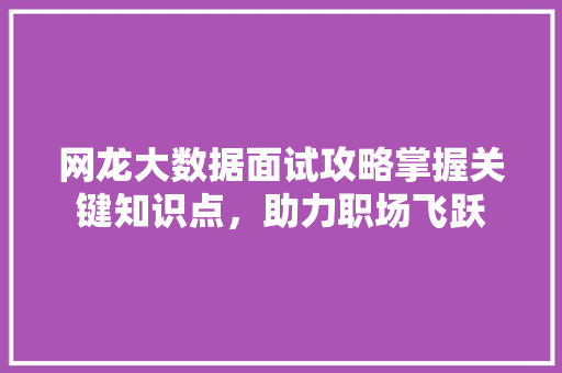 网龙大数据面试攻略掌握关键知识点,助力职场飞跃 网龙大数据面试攻略掌握关键知识点,助力职场飞跃