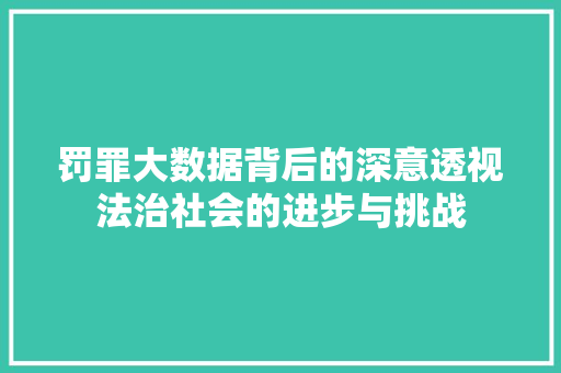 罚罪大数据背后的深意透视法治社会的进步与挑战 罚罪大数据背后的深意透视法治社会的进步与挑战