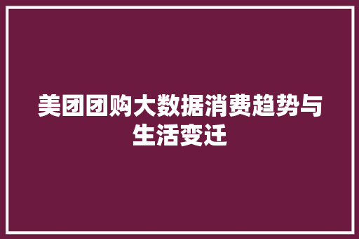 美团团购大数据消费趋势与生活变迁
