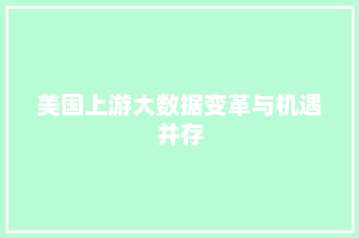 美国上游大数据变革与机遇并存