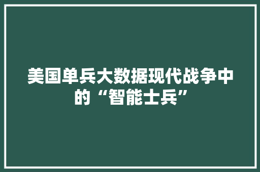 美国单兵大数据现代战争中的“智能士兵”