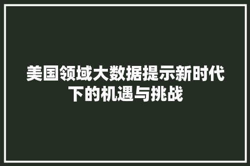 美国领域大数据提示新时代下的机遇与挑战