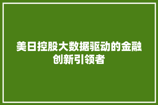 美日控股大数据驱动的金融创新引领者 操作系统