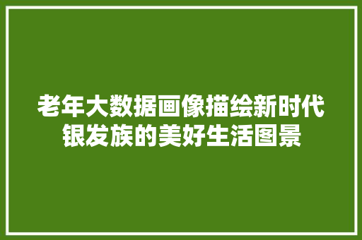 老年大数据画像描绘新时代银发族的美好生活图景
