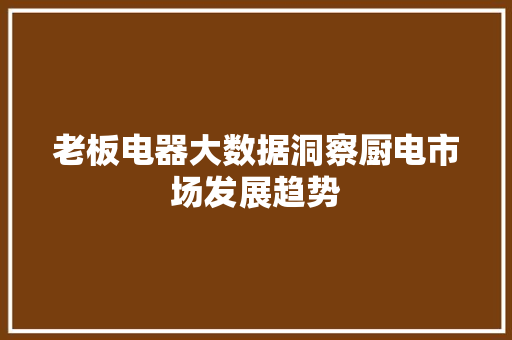 老板电器大数据洞察厨电市场发展趋势