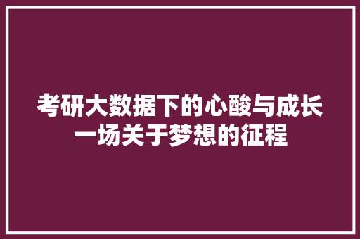 考研大数据下的心酸与成长一场关于梦想的征程