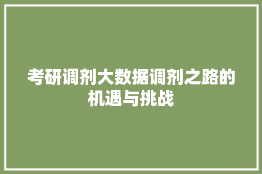 考研调剂大数据调剂之路的机遇与挑战