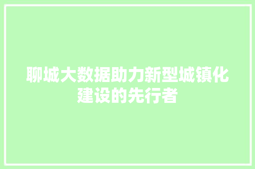 聊城大数据助力新型城镇化建设的先行者