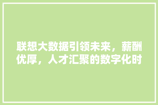 联想大数据引领未来，薪酬优厚，人才汇聚的数字化时代明珠