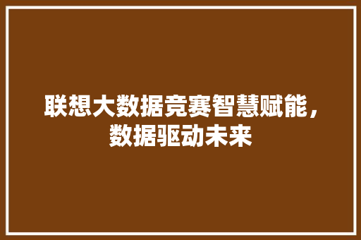 联想大数据竞赛智慧赋能，数据驱动未来