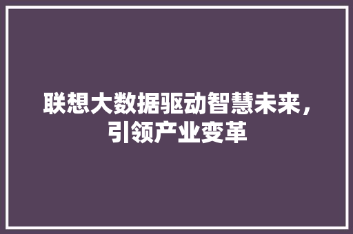 联想大数据驱动智慧未来，引领产业变革