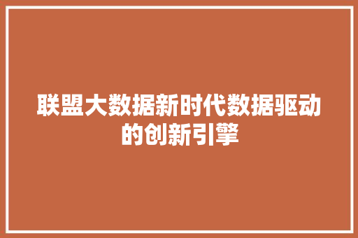 联盟大数据新时代数据驱动的创新引擎