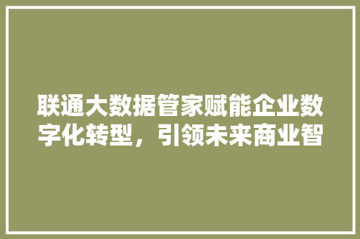 联通大数据管家赋能企业数字化转型，引领未来商业智慧