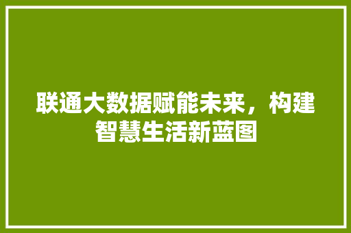 联通大数据赋能未来，构建智慧生活新蓝图