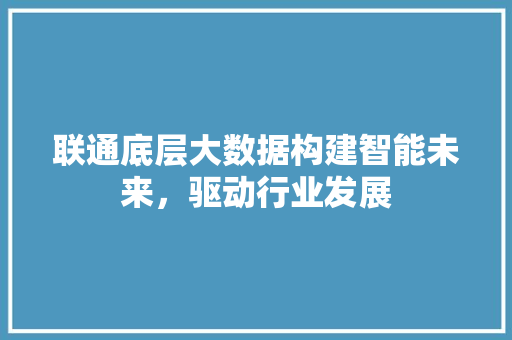 联通底层大数据构建智能未来，驱动行业发展