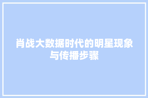 肖战大数据时代的明星现象与传播步骤