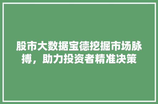 股市大数据宝德挖掘市场脉搏，助力投资者精准决策