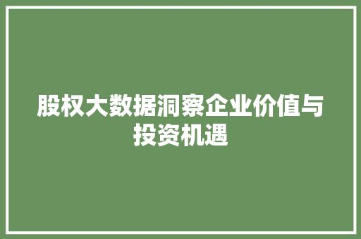 股权大数据洞察企业价值与投资机遇