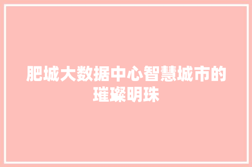 肥城大数据中心智慧城市的璀璨明珠