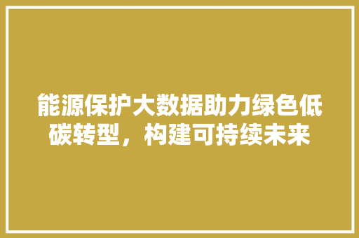 能源保护大数据助力绿色低碳转型,构建可持续未来 能源保护大数据助力绿色低碳转型,构建可持续未来