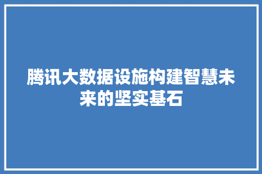 腾讯大数据设施构建智慧未来的坚实基石
