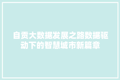自贡大数据发展之路数据驱动下的智慧城市新篇章