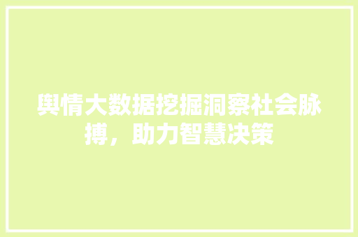 舆情大数据挖掘洞察社会脉搏，助力智慧决策