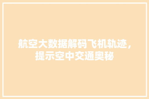 航空大数据解码飞机轨迹，提示空中交通奥秘
