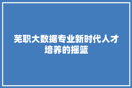 芜职大数据专业新时代人才培养的摇篮