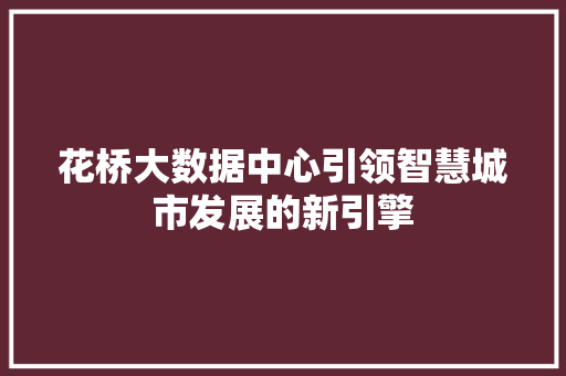 花桥大数据中心引领智慧城市发展的新引擎