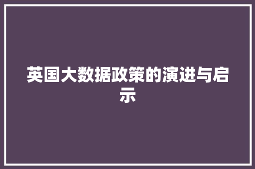英国大数据政策的演进与启示