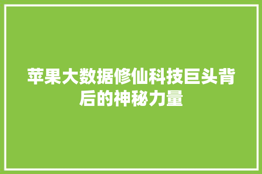 苹果大数据修仙科技巨头背后的神秘力量